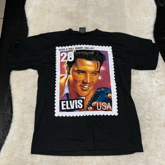 rock eagle Other - Rock Eagle Mens VTG Elvis Stamp Black T Shirt Size Large Single Stitch